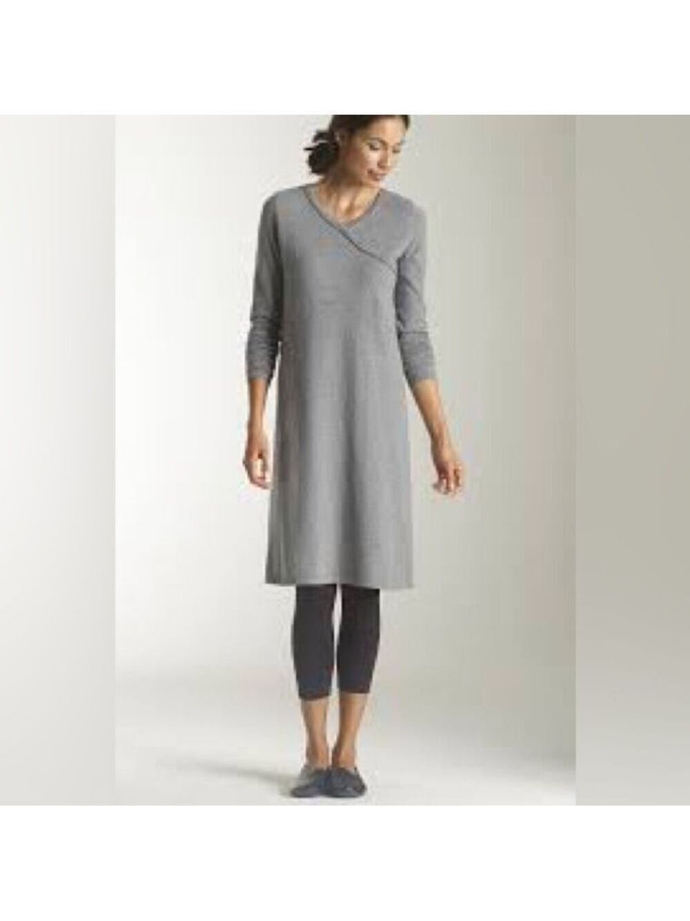 J. Jill Gray Long Sleeve Sweater Dress Sz Large